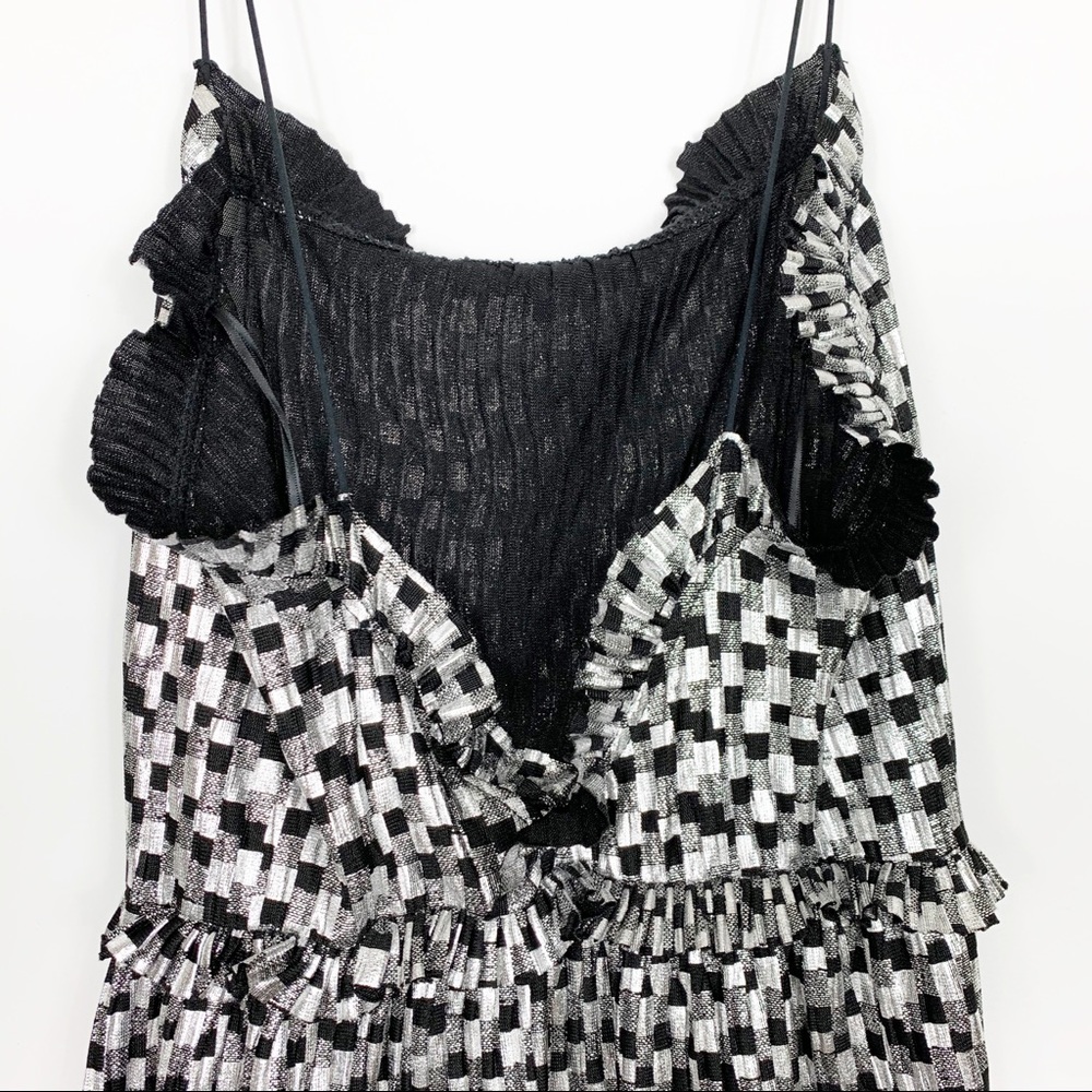 Zara Metallic Silver & Black Night Out Dress Small - Picture 9 of 13